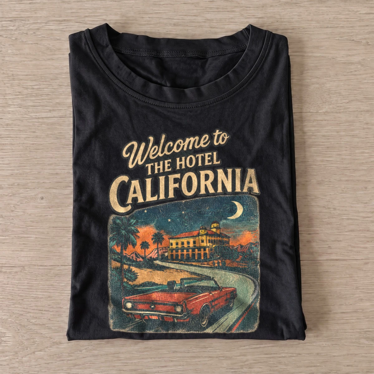 Welcome to hotel california sunset t shirt black20california hotel sunset.webp