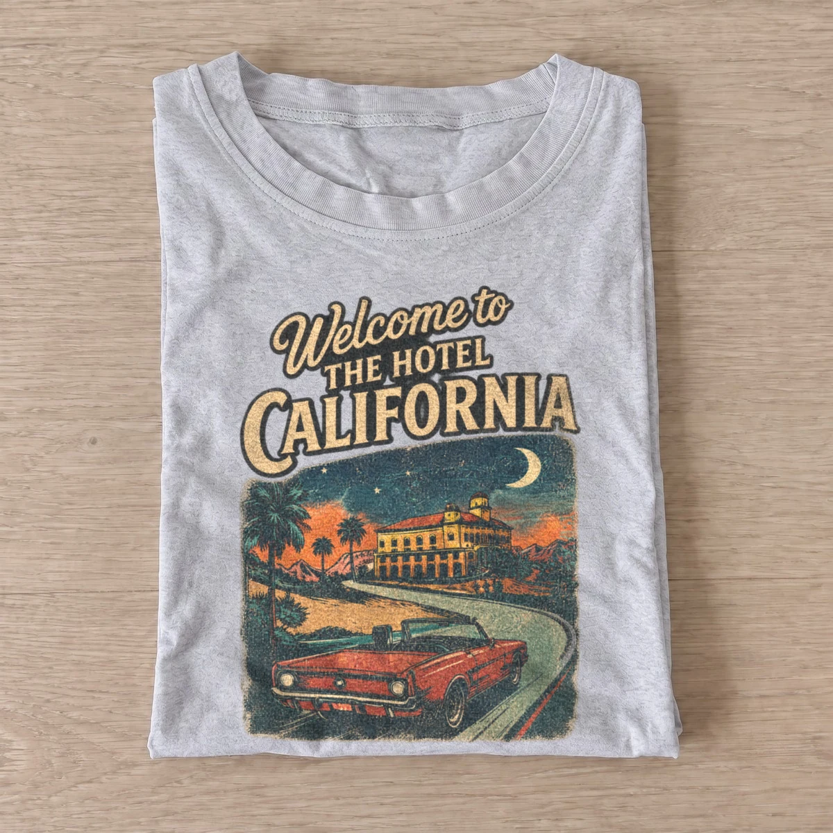 Welcome to hotel california sunset t shirt gray20california hotel sunset.webp