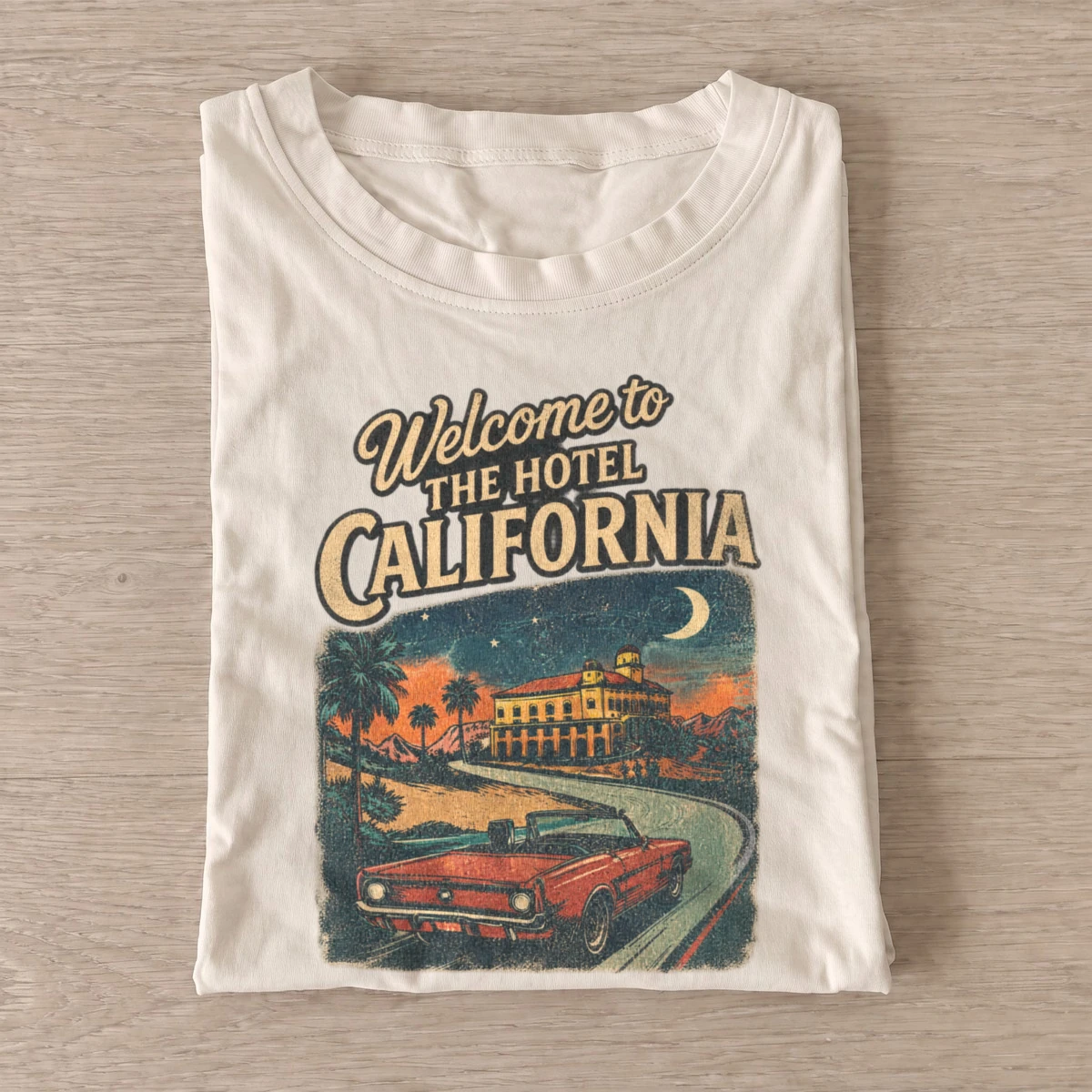 Welcome to hotel california sunset t shirt sand20california hotel sunset.webp