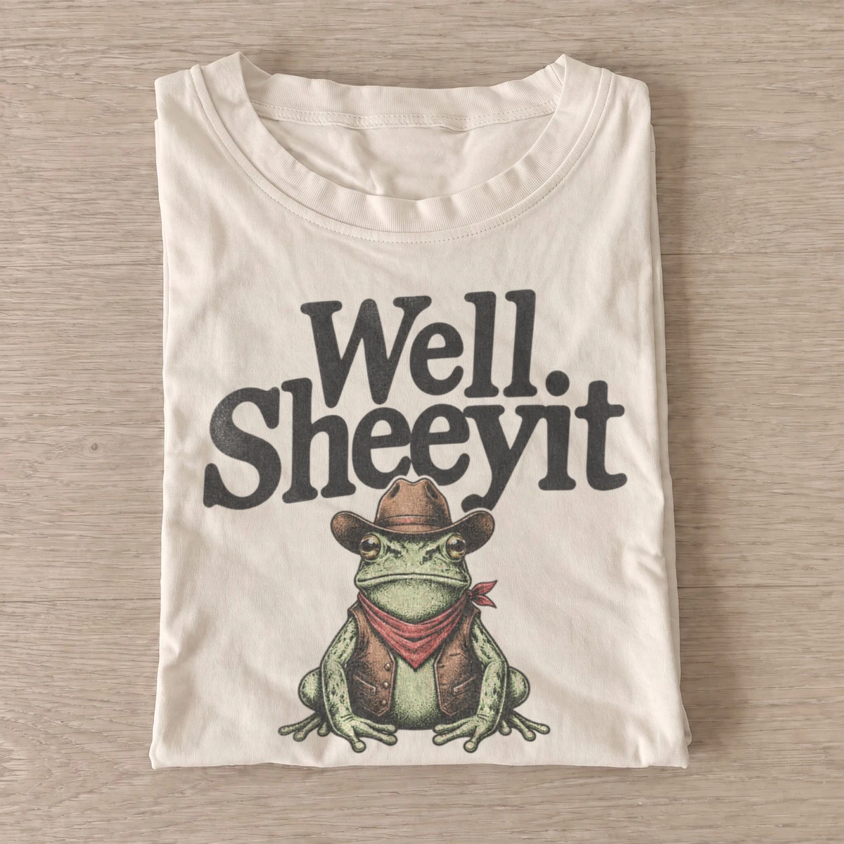 Well sheeyit cowboy frog t shirt sand20well sheeyit frog.webp