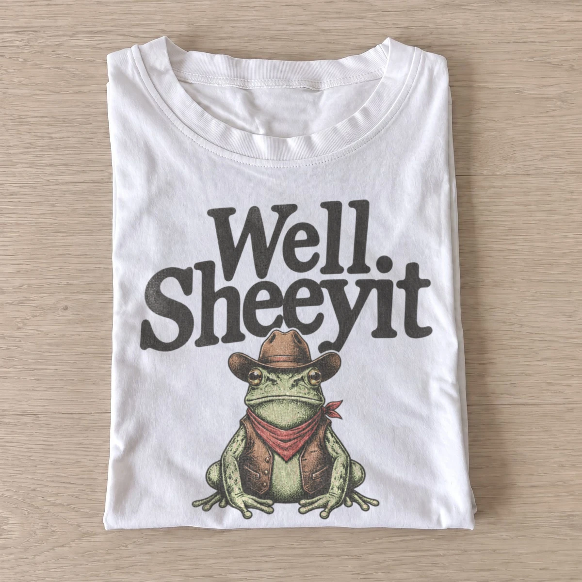 Well sheeyit cowboy frog t shirt white20well sheeyit frog.webp