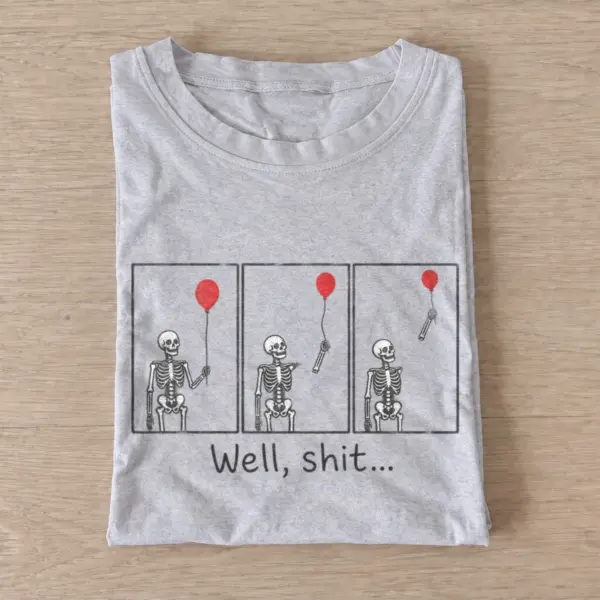 Well shit skeleton balloon sequence t shirt gray20balloon skeleton sequence.webp