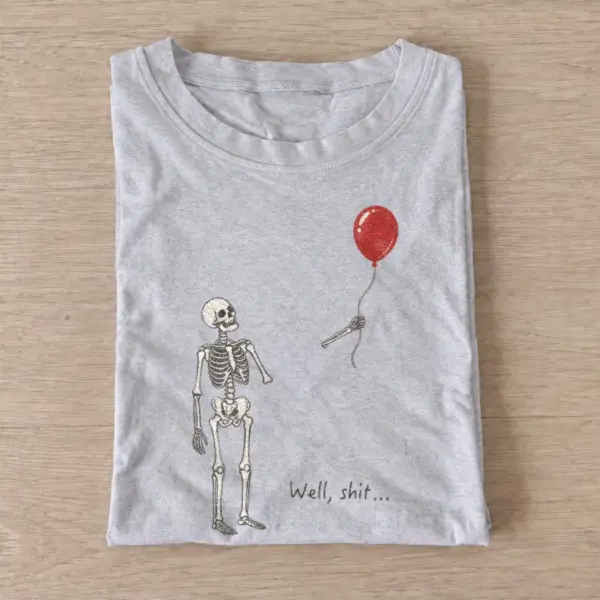 Well shit skeleton balloon surprise t shirt gray20skeleton balloon surprise.webp