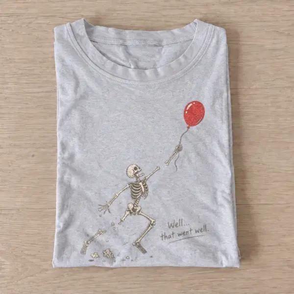 Well that went well skeleton balloon t shirt gray20balloon mishap skeleton.webp