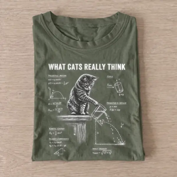 What cats really think cat calculations t shirt olive20cat calculations.webp