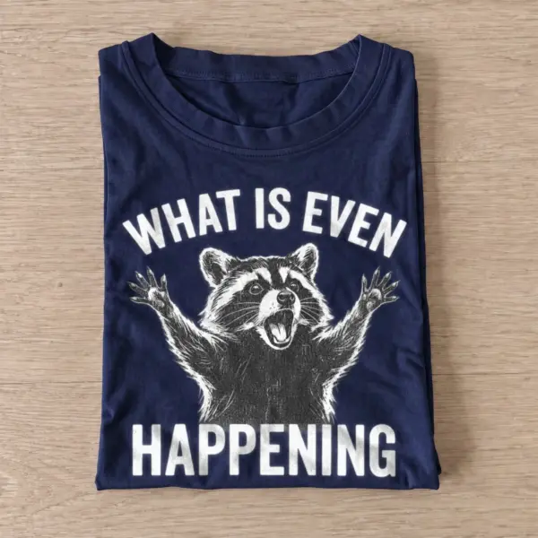 What is even happening confused raccoon t shirt navy20confused raccoon.webp