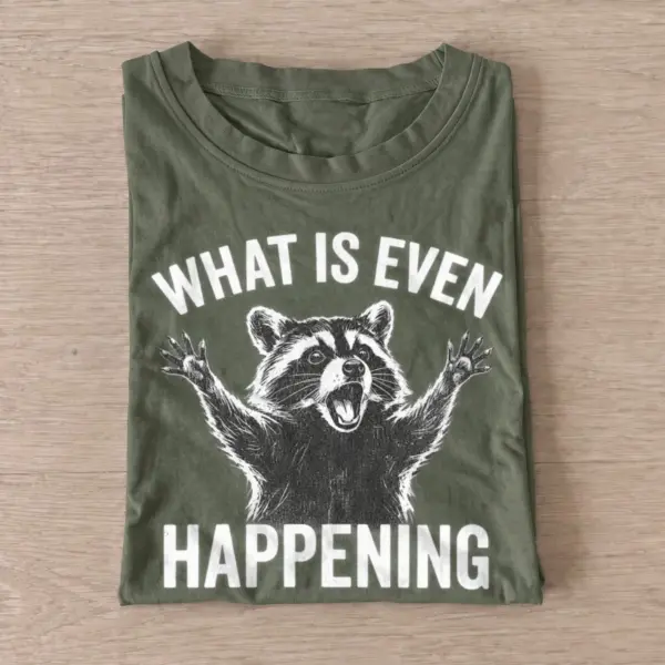 What is even happening confused raccoon t shirt olive20confused raccoon.webp