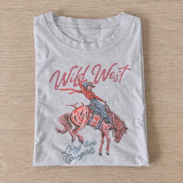 Wild west long live cowgirls t shirt gray20wild west cowgirl.webp