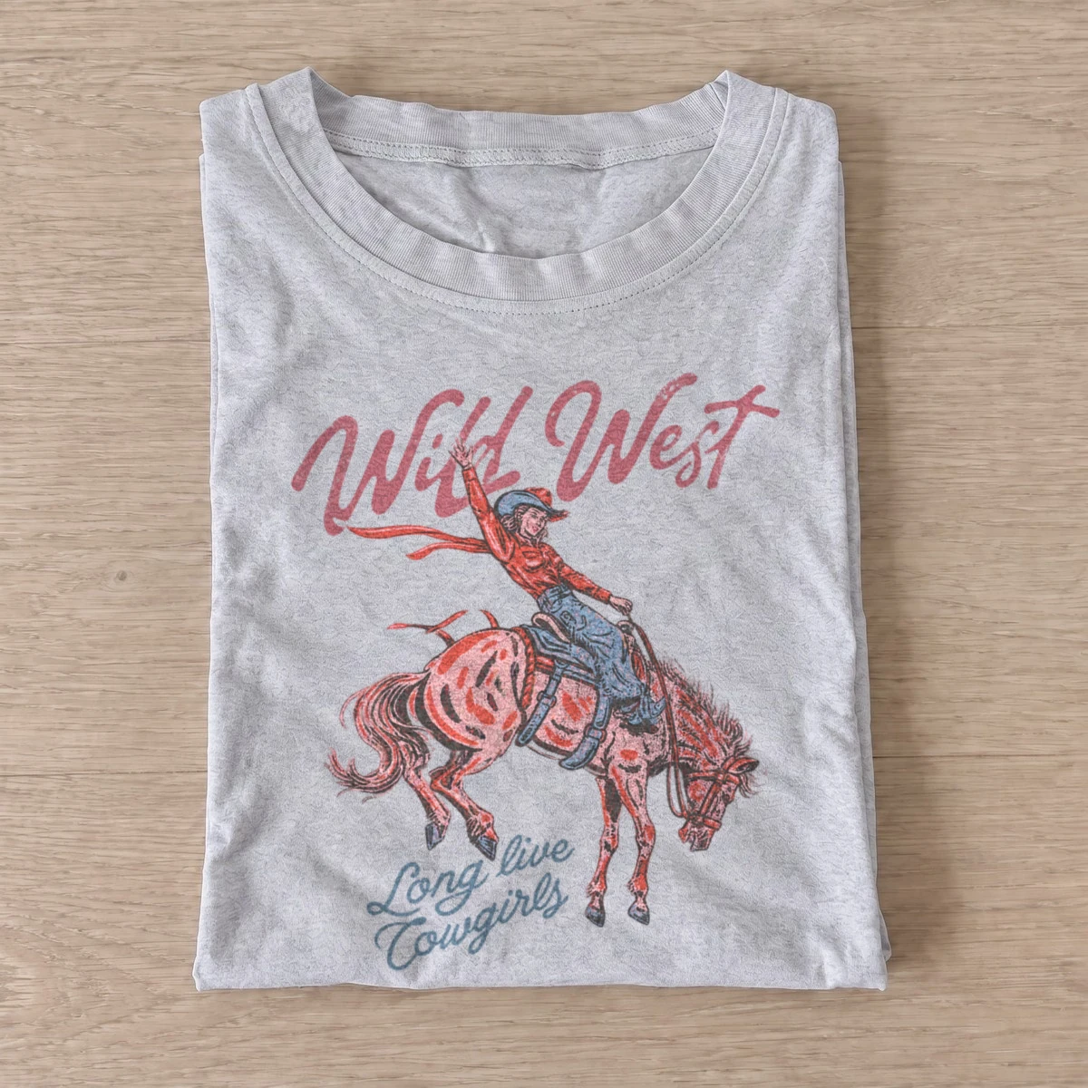 Wild west long live cowgirls t shirt gray20wild west cowgirl.webp