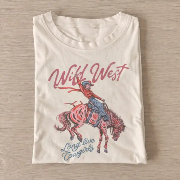 Wild west long live cowgirls t shirt sand20wild west cowgirl.webp