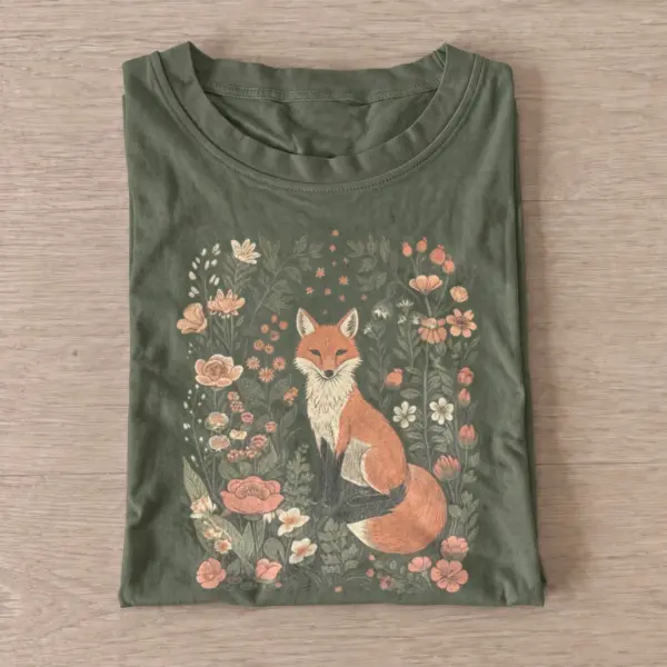 Wildflower fox t shirt olive20wildflower fox.webp