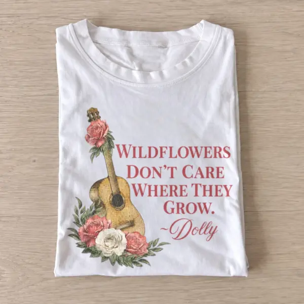 Wildflower guitar dolly quote t shirt white20wildflower guitar.webp