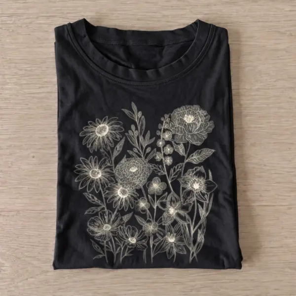 Wildflower ink study botanical t shirt black20wildflower ink study.webp