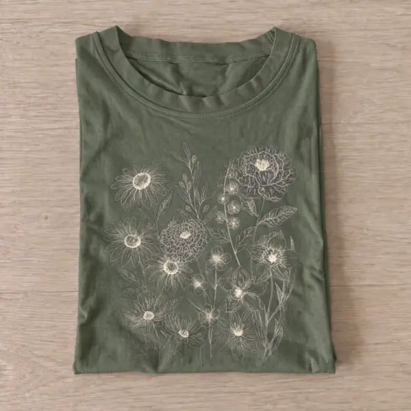 Wildflower ink study botanical t shirt olive20wildflower ink study.webp