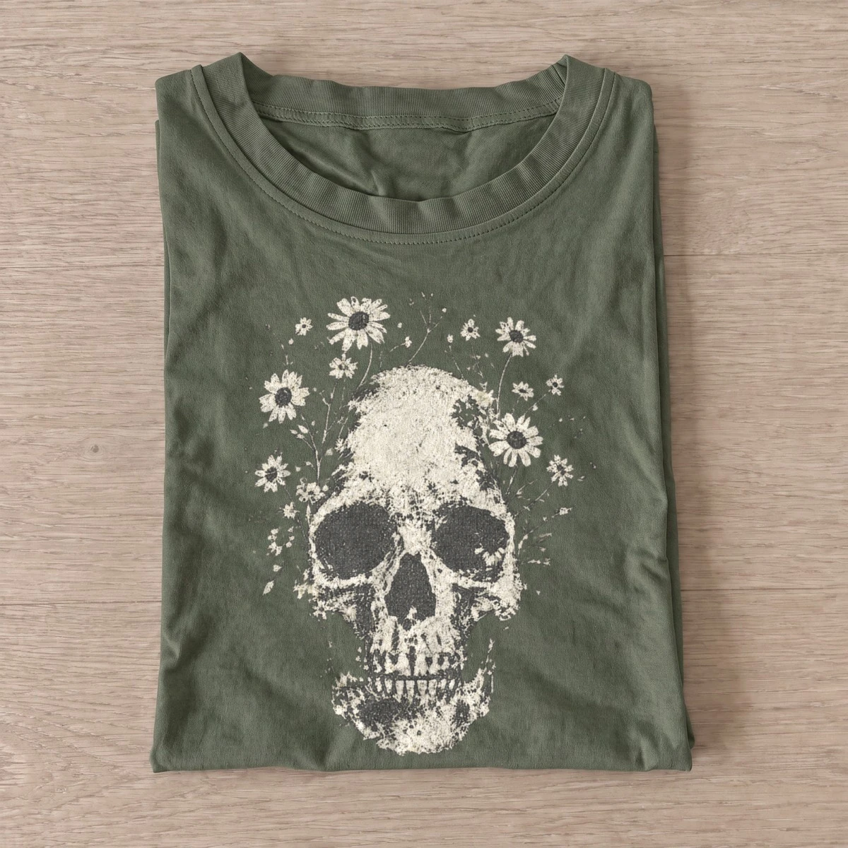 Wildflower skull t shirt olive20wildflower skull.webp