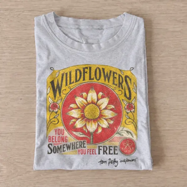 Wildflowers feel free floral graphic t shirt gray20wildflowers feel free.webp