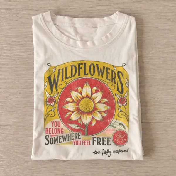 Wildflowers feel free floral graphic t shirt sand20wildflowers feel free.webp