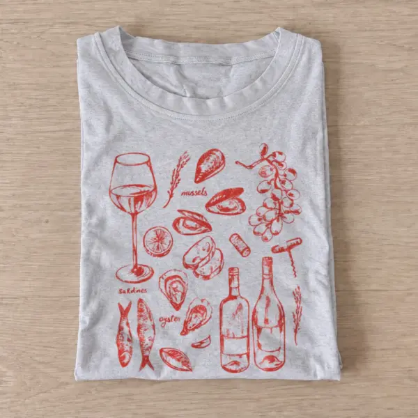 Wine and oysters graphic t shirt gray20wine and oysters.webp