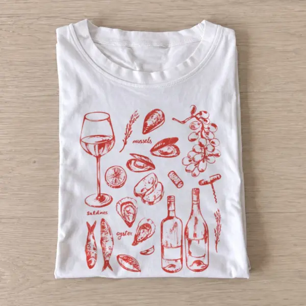 Wine and oysters graphic t shirt white20wine and oysters.webp