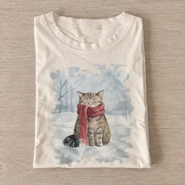 Winter scarf cat t shirt sand20winter scarf cat.webp