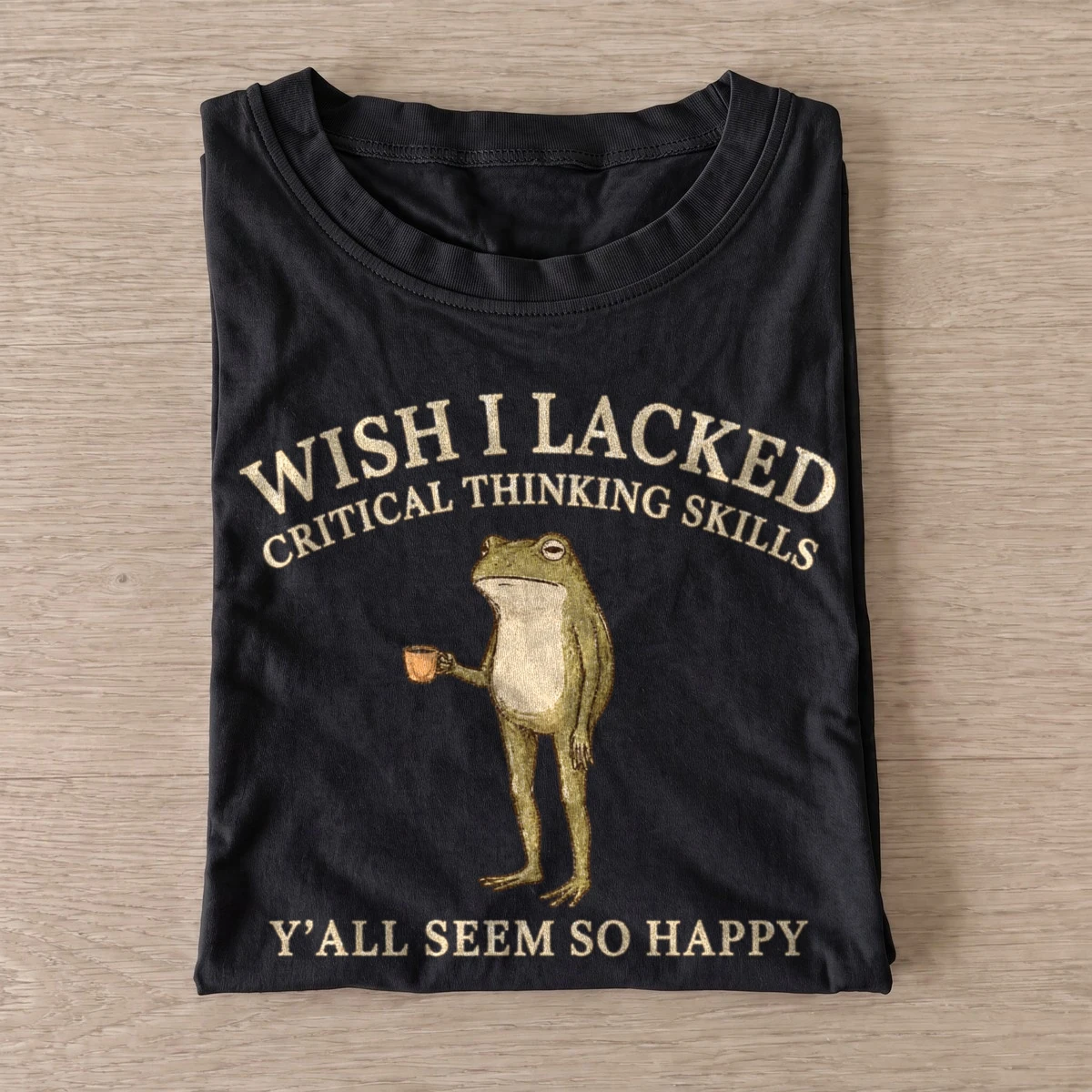 Wish i lacked critical thinking skills coffee frog t shirt black20overthinking coffee frog.webp