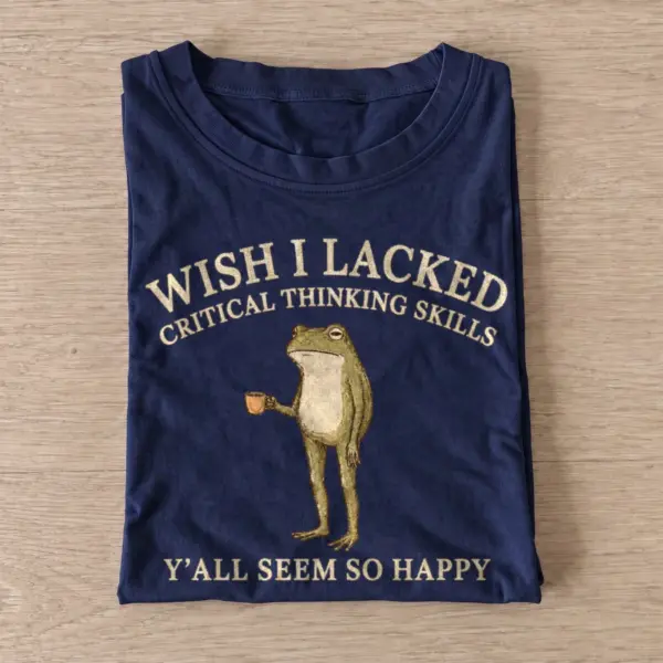 Wish i lacked critical thinking skills coffee frog t shirt navy20overthinking coffee frog.webp