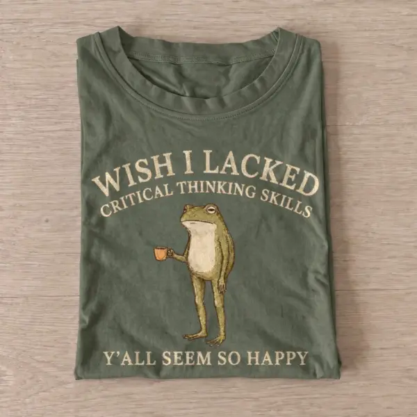 Wish i lacked critical thinking skills coffee frog t shirt olive20overthinking coffee frog.webp