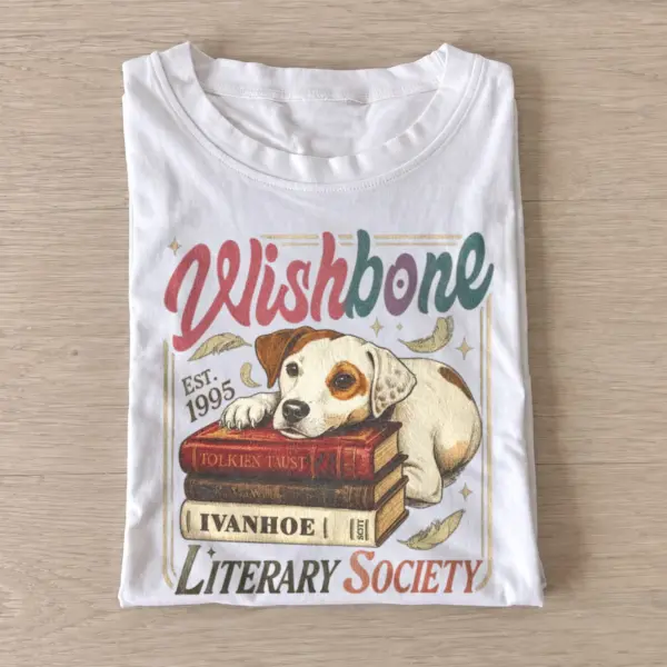 Wishbone literary society graphic t shirt white20literary terrier.webp