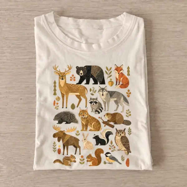Woodland animal mosaic t shirt sand20woodland animal mosaic.webp