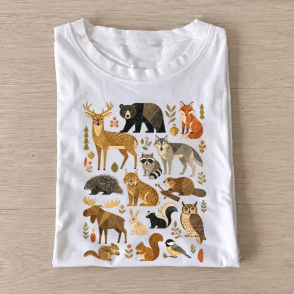 Woodland animal mosaic t shirt white20woodland animal mosaic.webp