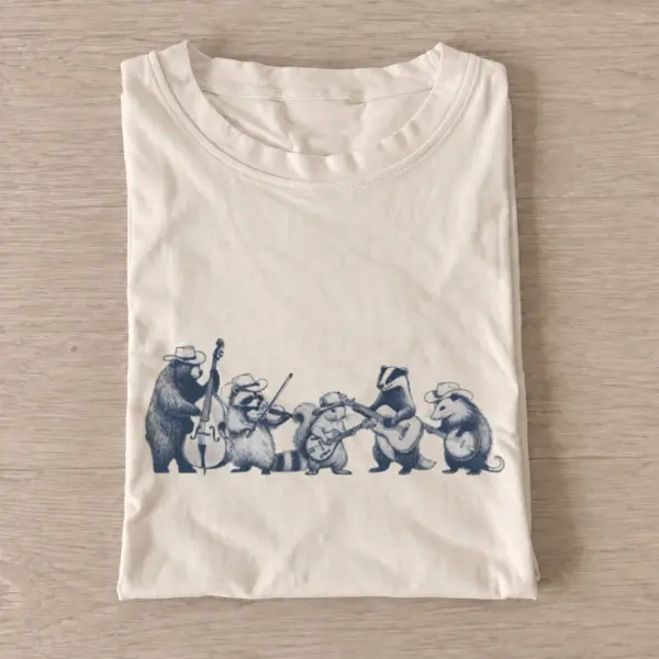 Woodland animal string band t shirt sand20blue fantasy frogs.webp