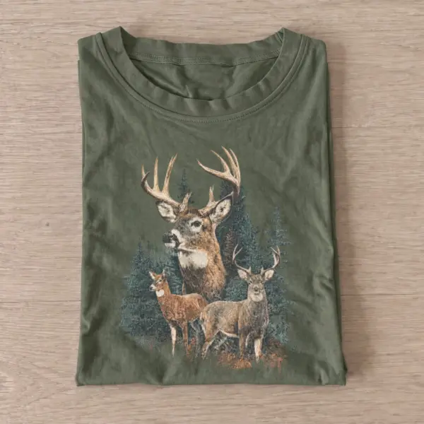 Woodland buck wildlife t shirt olive20woodland buck.webp