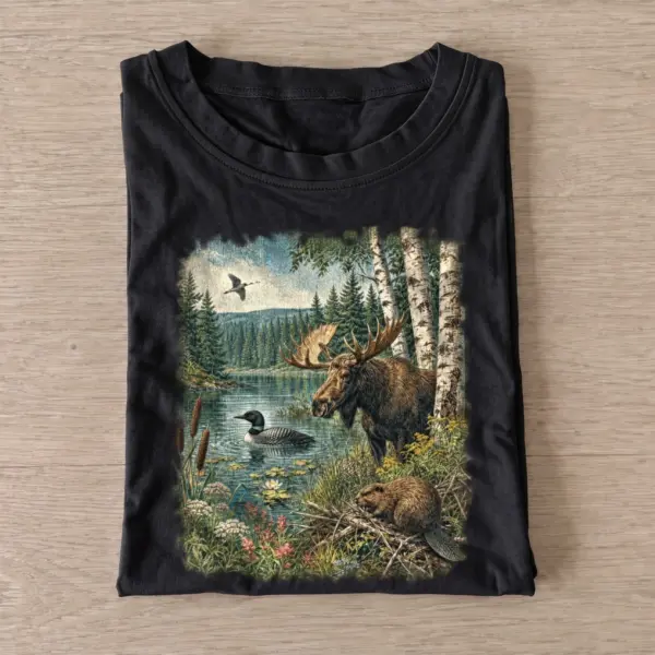 Woodland lake life wildlife t shirt black20woodland lake life.webp