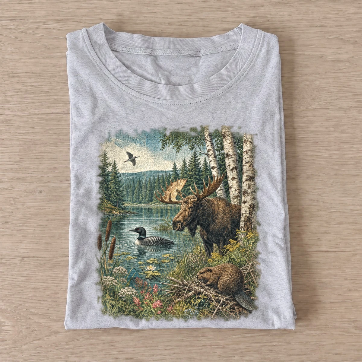 Woodland lake life wildlife t shirt gray20woodland lake life.webp