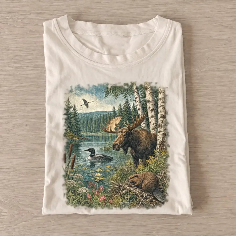 Woodland lake life wildlife t shirt sand20woodland lake life.webp