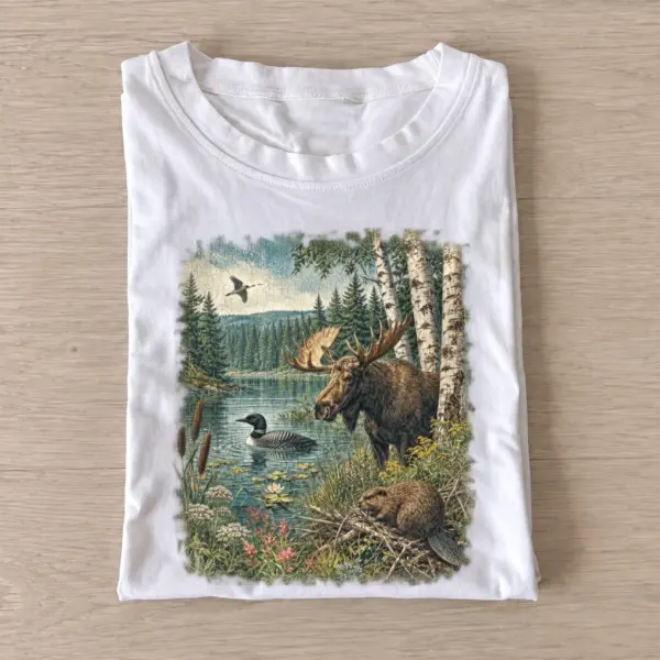 Woodland lake life wildlife t shirt white20woodland lake life.webp