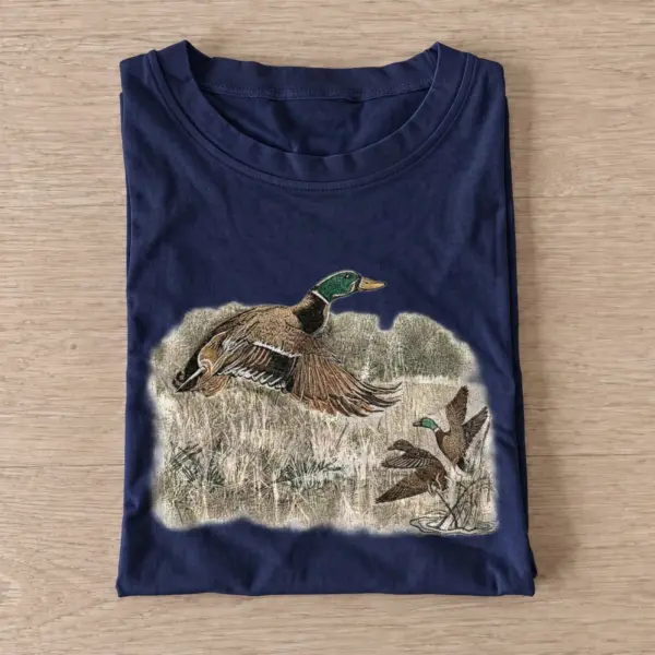 Woodland mallard duck t shirt navy20woodland mallard.webp