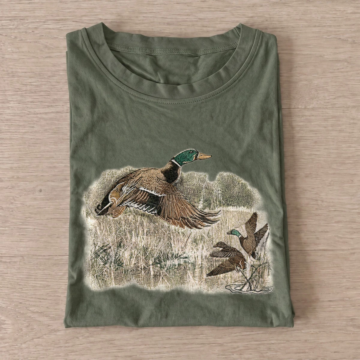Woodland mallard duck t shirt olive20woodland mallard.webp