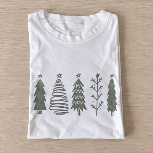 Woodland tree lineup christmas t shirt white20woodland tree lineup.webp
