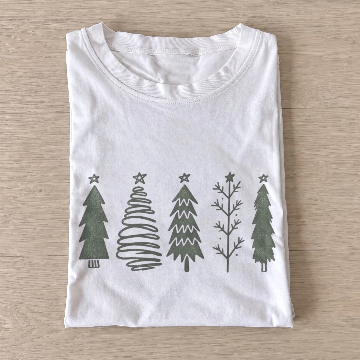 Woodland tree lineup christmas t shirt white20woodland tree lineup.webp