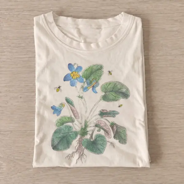 Woodland violets botanical t shirt sand20woodland violets.webp
