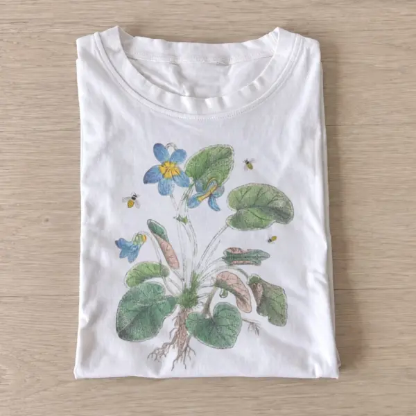 Woodland violets botanical t shirt white20woodland violets.webp
