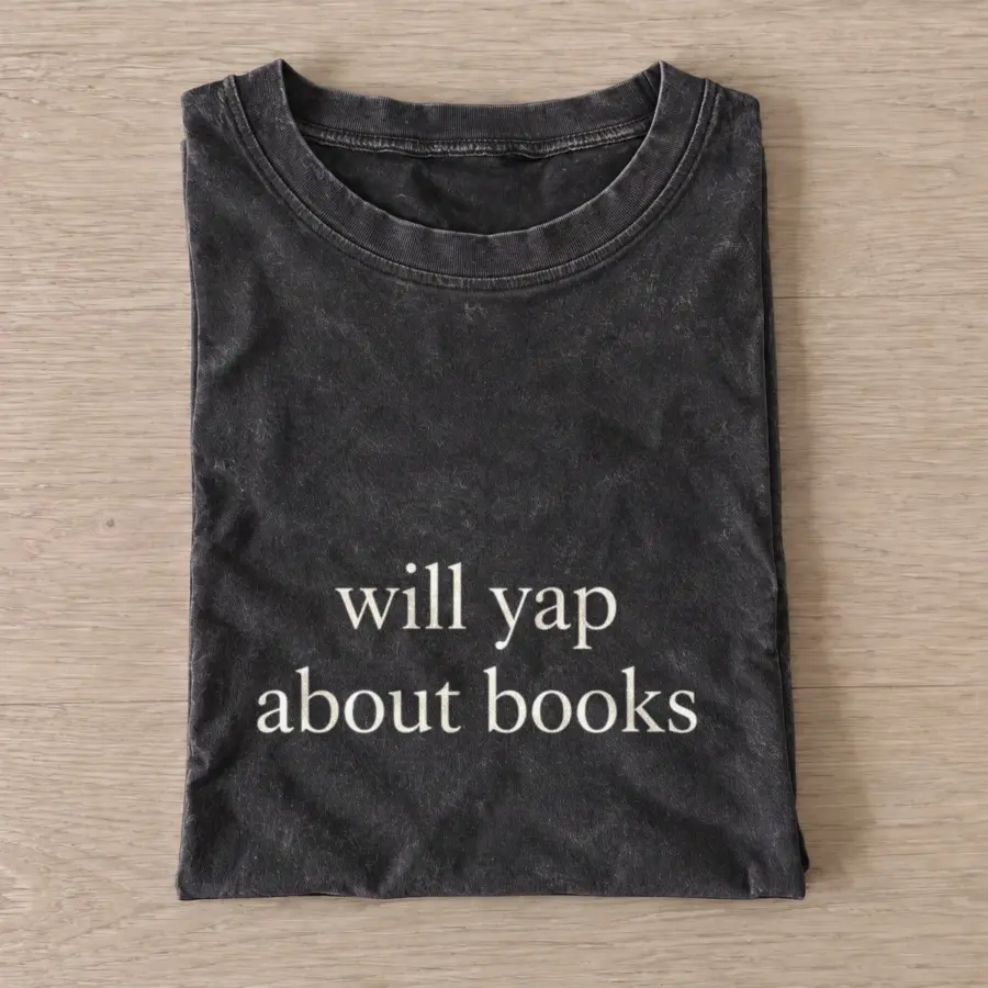 Yap about books vintage t shirt washed20black20yap about books.webp