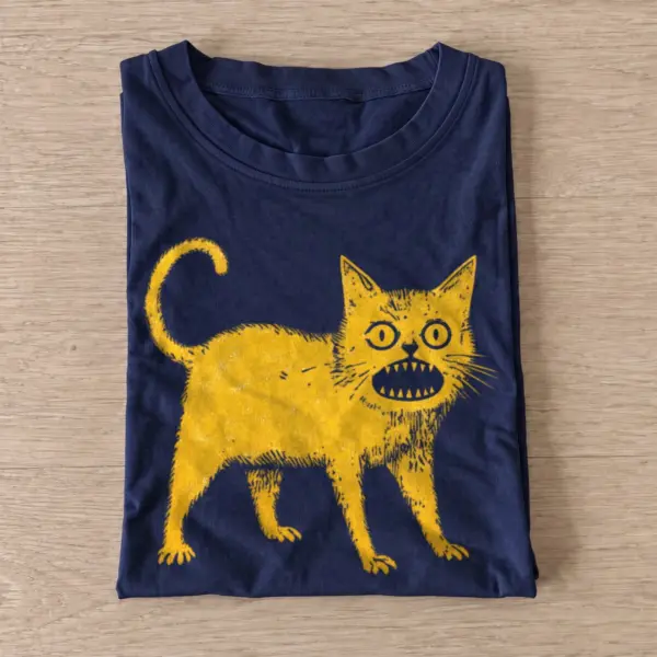 Yellow grinning cat t shirt navy20yellow grinning cat.webp