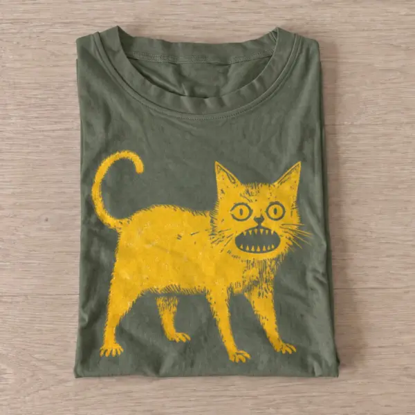 Yellow grinning cat t shirt olive20yellow grinning cat.webp