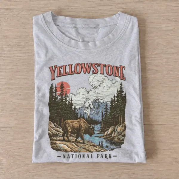 Yellowstone bison landscape t shirt gray20yellowstone bison landscape.webp