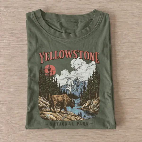Yellowstone bison landscape t shirt olive20yellowstone bison landscape.webp