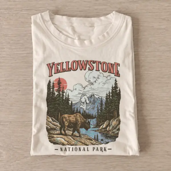 Yellowstone bison landscape t shirt sand20yellowstone bison landscape.webp