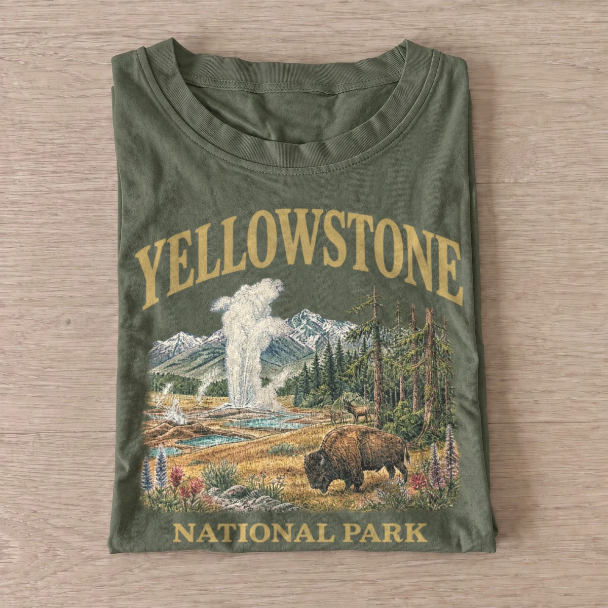Yellowstone national park geyser t shirt olive20yellowstone geyser.webp