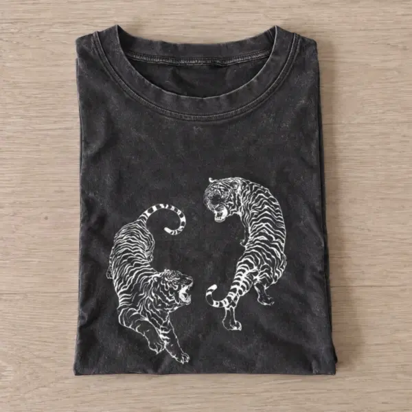 Yin yang tigers vintage t shirt washed20black20yin yang tigers.webp